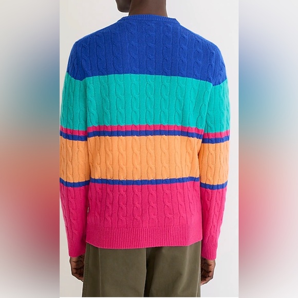 NWT J Crew Cashmere cable-knit sweater in stripe size M - Picture 4 of 10